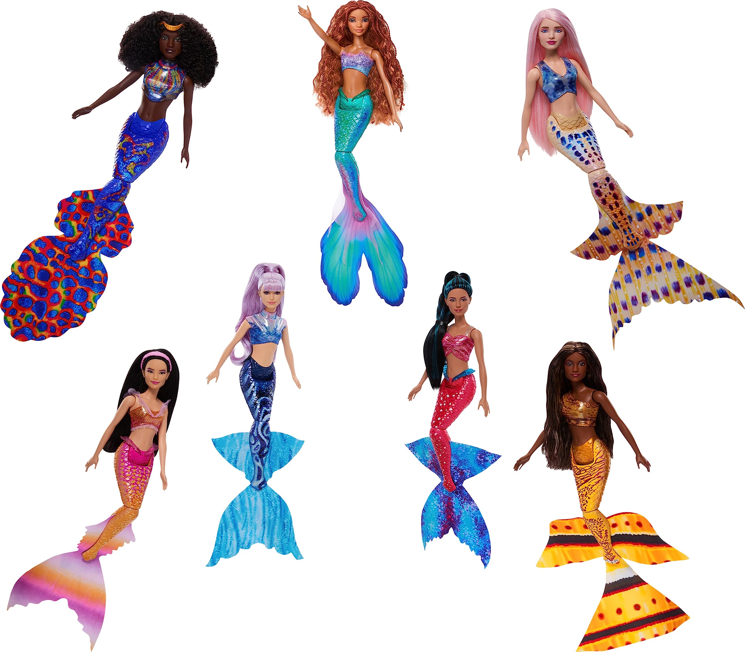 Mattel Disney The Little Mermaid Ultimate Ariel Sisters 7-Pack Doll Set - 7 Fashion Mermaid Dolls Collection Inspired by The Little Mermaid Movie | Perfect Gift for Kids Birthday, Christmas & Underwater Fantasy Play