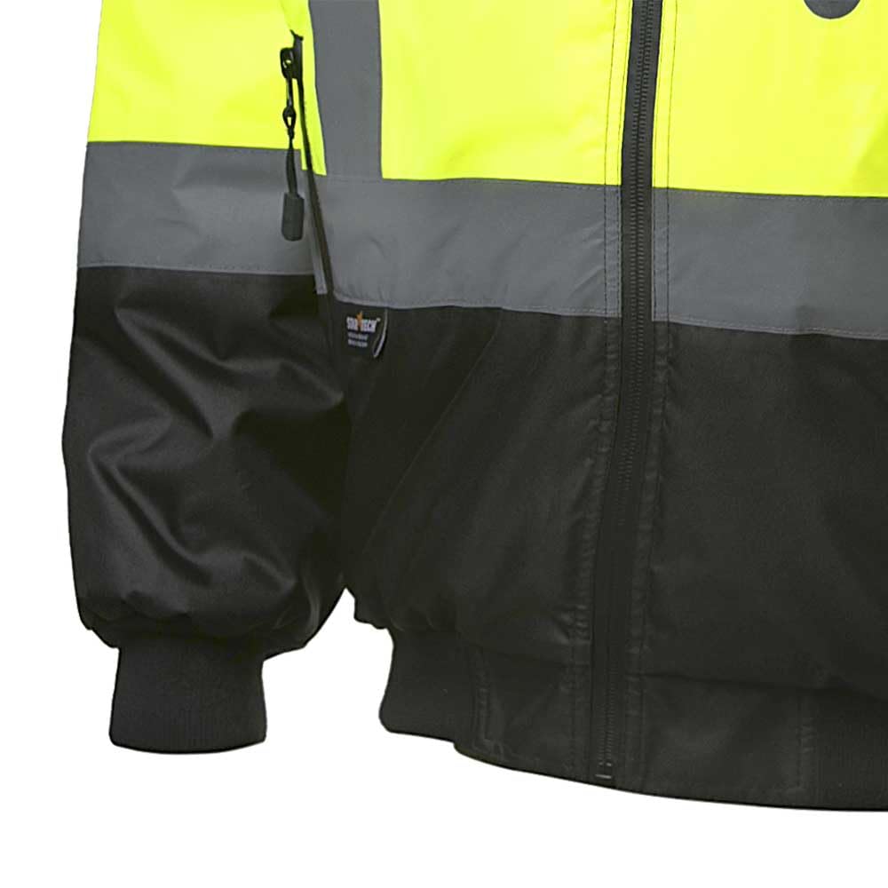 Pioneer Class 3 Hi-Vis Waterproof Heated Safety Jacket for Men - Winter Reflective Bomber Jacket with Detachable Hood - Ideal for Construction, Road Work & Outdoor Winter Activities