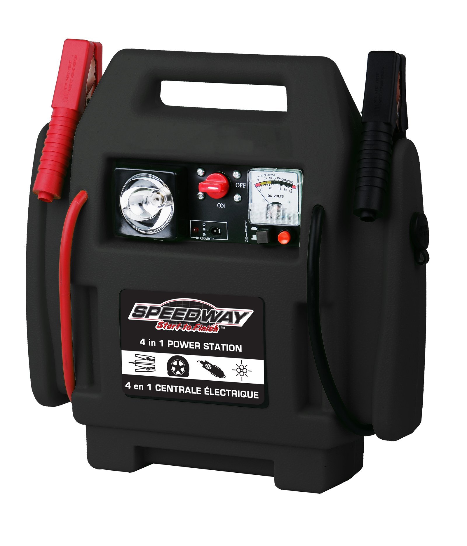 Speedway 7226 4-in-1 Portable Power Station - 12V Car Jump Starter, Air Compressor, LED Light & Power Outlet for Emergency, Camping & Road Trips