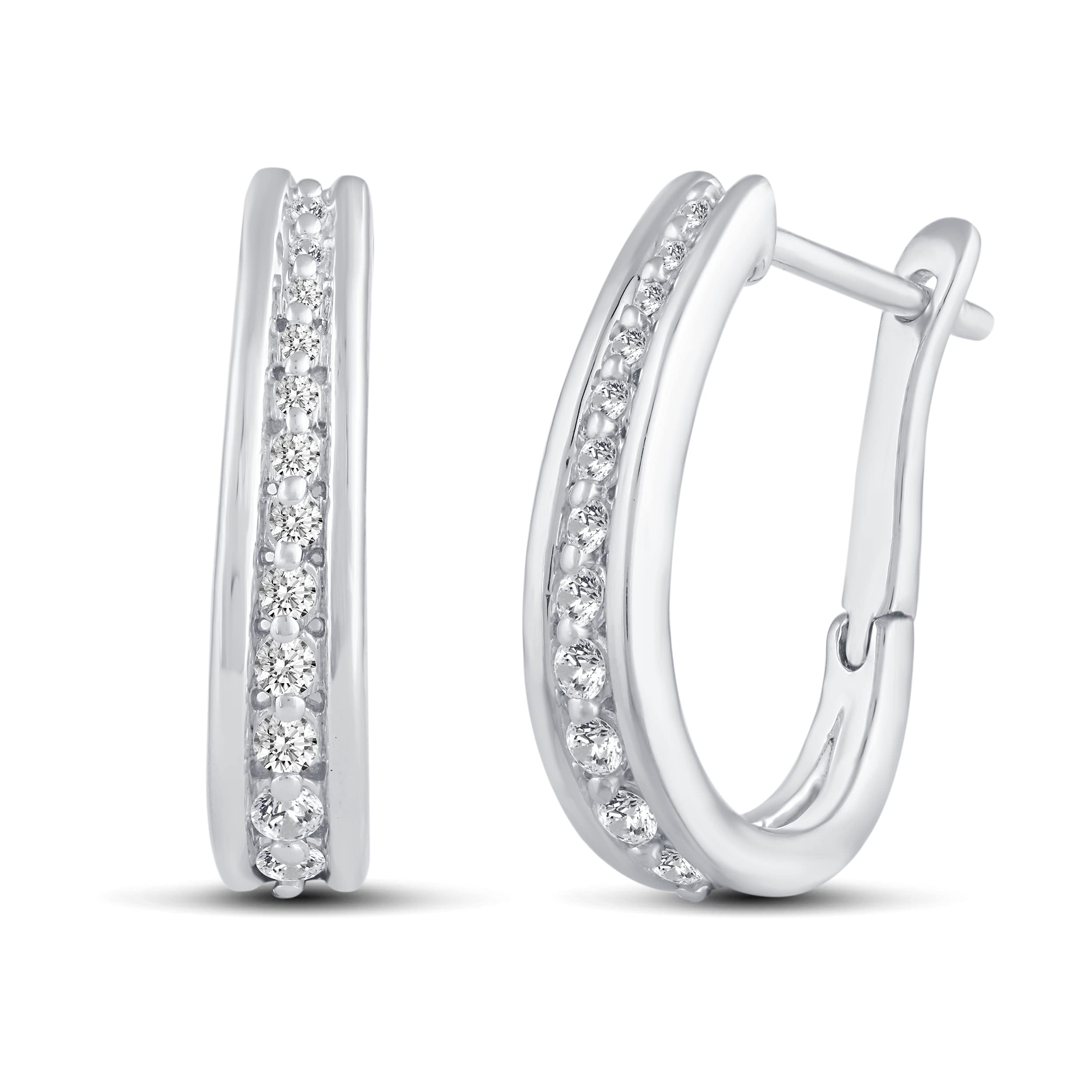 1/4 Cttw Diamond Channel-Set Hoop Earrings in 925 Sterling Silver - Elegant Everyday Jewelry for Women, Perfect for Work, Date Night & Special Occasions