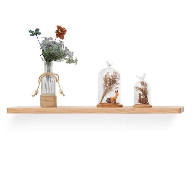 Solid Oak & Black Walnut Wood Wall Shelf - Rustic Bookcase for Home & Office - Perfect for Displaying Books, Decor & Plants in Living Room, Bedroom or Study