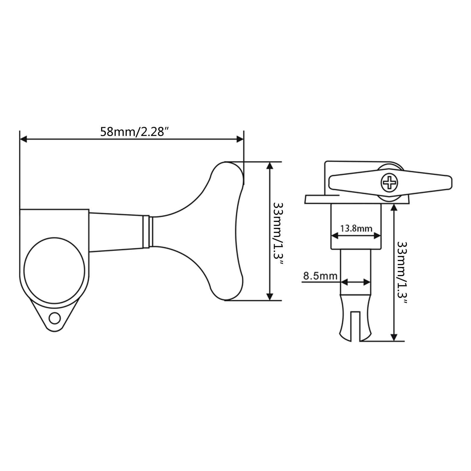 4 String Electric Bass Tuning Pegs - Right/Left Hand Machine Head Replacement for Bass Guitar - Perfect for DIY Repairs & Professional Tuning (Ideal for Home Studio, Live Performances & Music Practice)