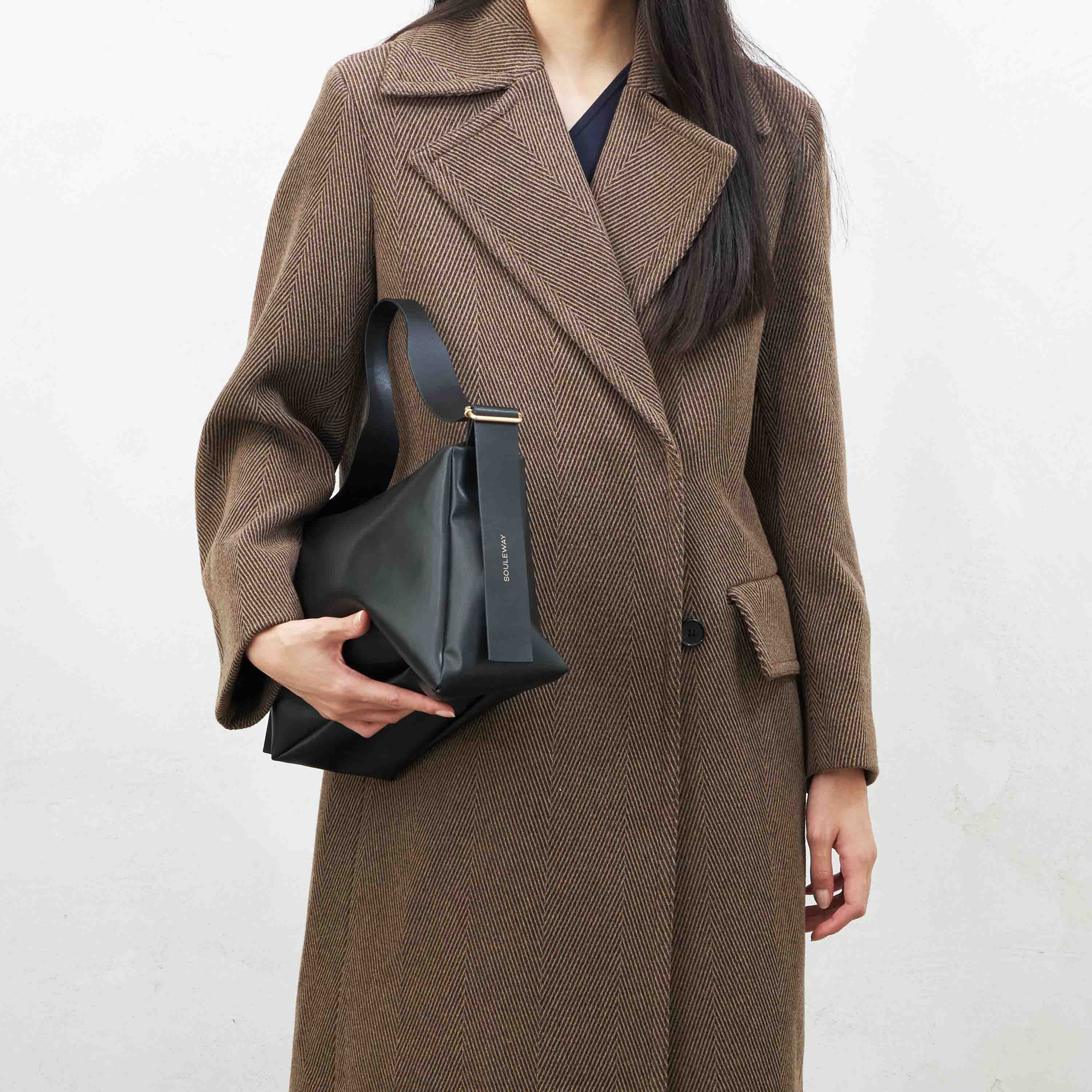 Oleatex Vegan Olive Leather Slouchy Shoulder Bag for Women - Night Black | Eco-Friendly Crossbody Purse | Perfect for Work, Travel & Everyday Use