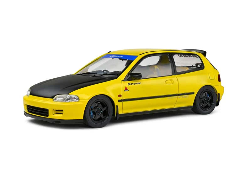 1:18 Scale Solido Honda Civic EG6 Spoon Sports Model Car - Yellow Diecast Collectible for Car Enthusiasts & Display Decor