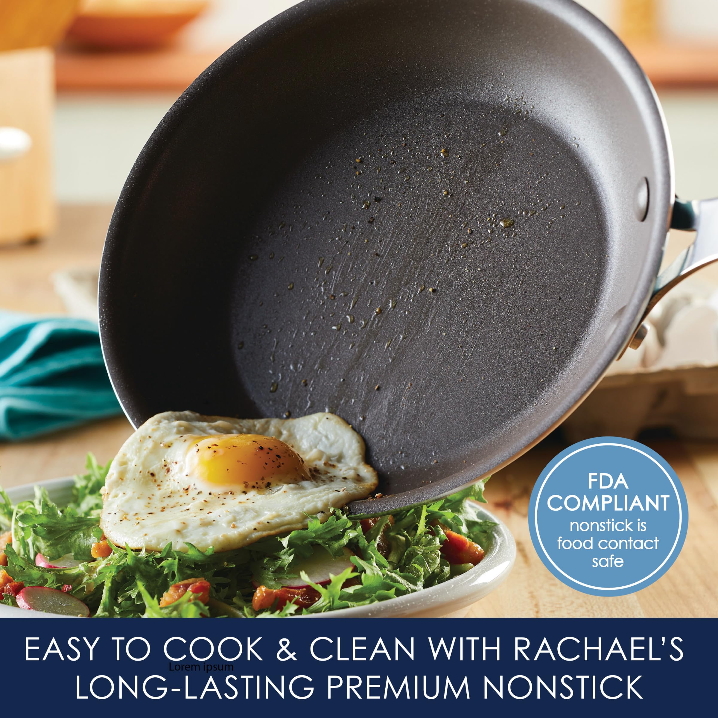 Rachael Ray Cook + Create Nonstick Frying Pan Set - 9.5 & 11.75 Inch Gray Skillets for Sauteing, Frying & Cooking | Perfect for Home Kitchen & Professional Chefs