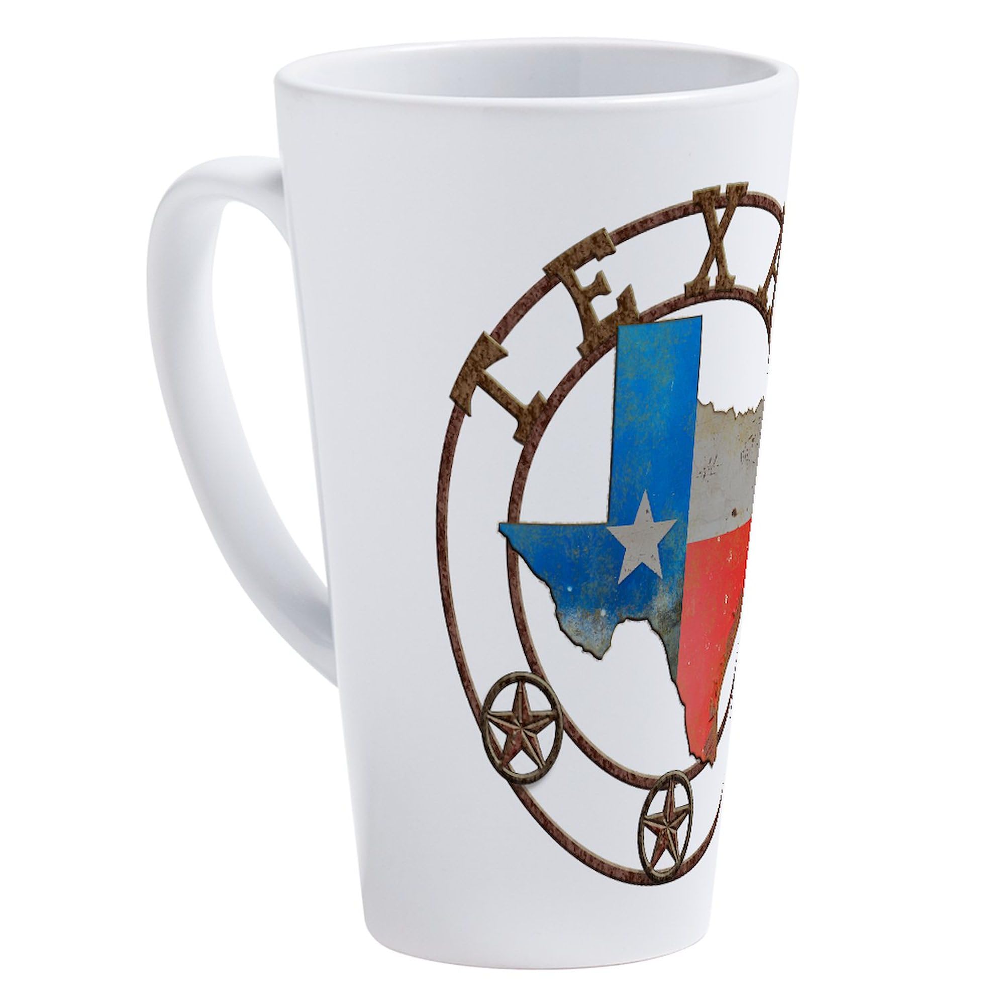 Texas Wrought Iron Barn Art 17 oz Latte Mug - Vintage Farmhouse Coffee Cup for Home, Office & Gifts - Perfect for Coffee, Tea & Hot Chocolate Lovers