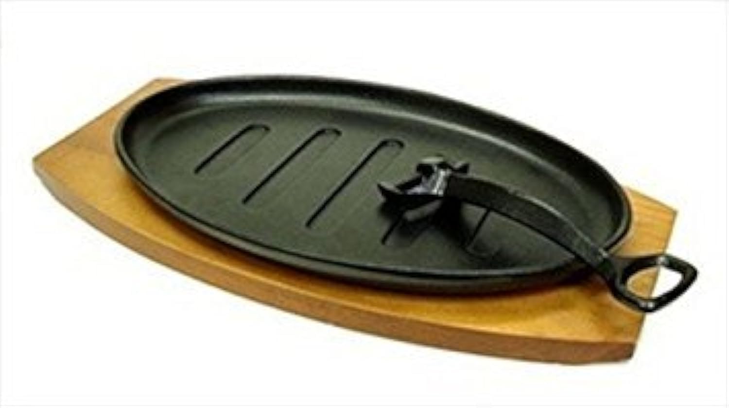 Premium Large Sizzling Iron Steak Platter with Wooden Base - Perfect for BBQ, Grilling & Serving Steak at Outdoor Parties & Restaurants