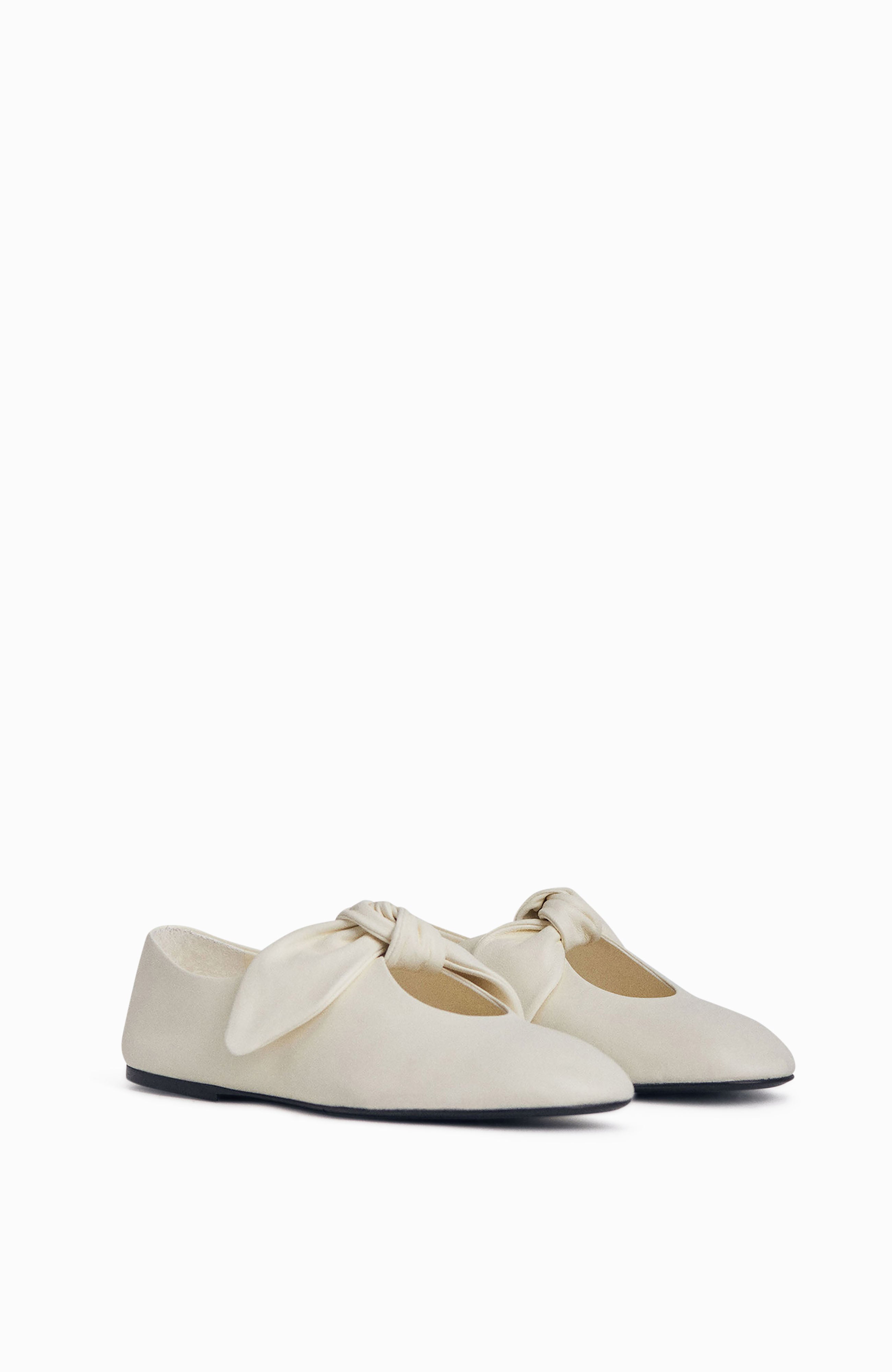 Ivory Bow Flats - Elegant Women's Ballet Flats for Casual Wear, Office & Special Occasions