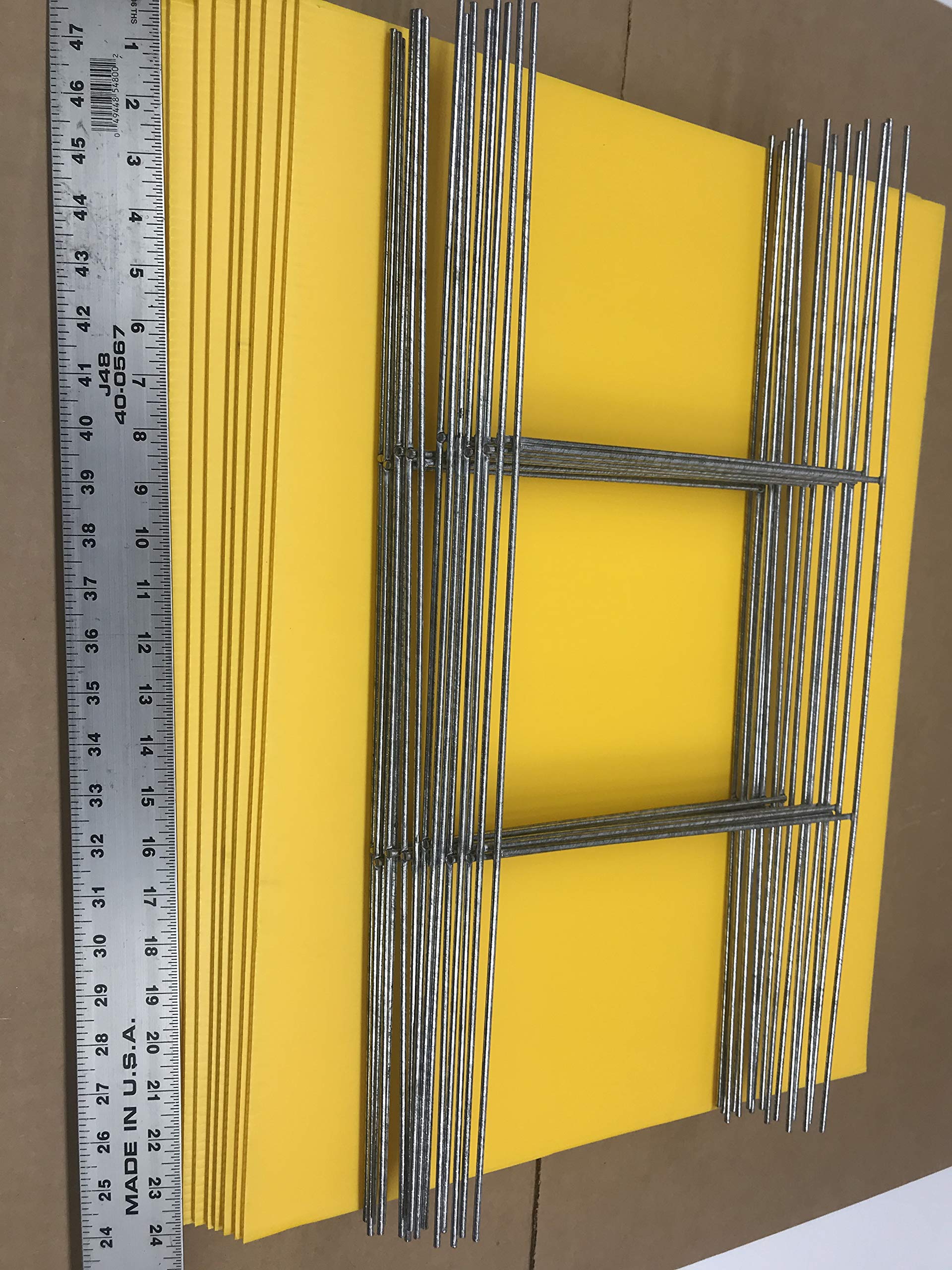 50 Yellow Yard Signs 18x24 Inch with Stakes - for Garage Sale, Rent, Open House