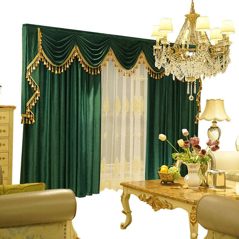 Remy Classic Velvet Valance - Elegant Green Window Valance for Bedroom & Living Room Decor - Soft Drapes for Windows, Perfect for Home Decor & Interior Design