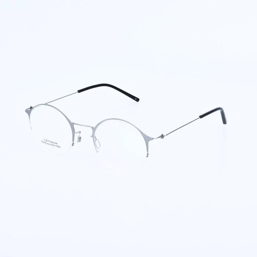 Aimee Unisex Semi-Rimless Round Alloy Eyeglasses Frame 1850 - Lightweight & Durable for Reading, Driving, and Daily Wear