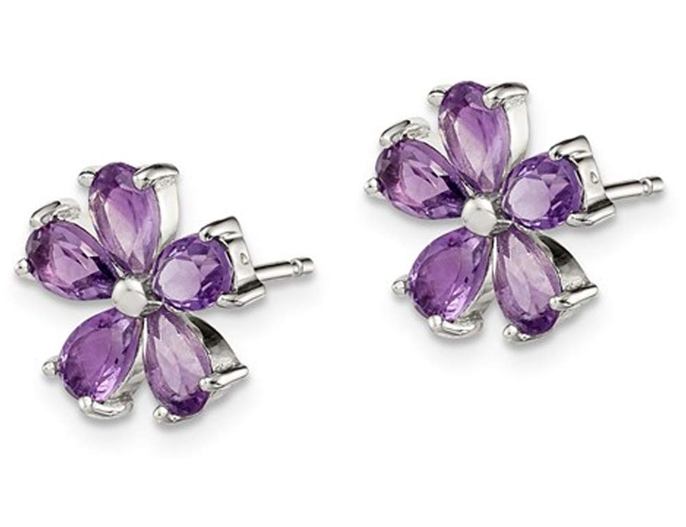 925 Sterling Silver Amethyst Flower Earrings for Women – Elegant Dainty Jewelry Gift for Birthday, Wedding & Special Occasions