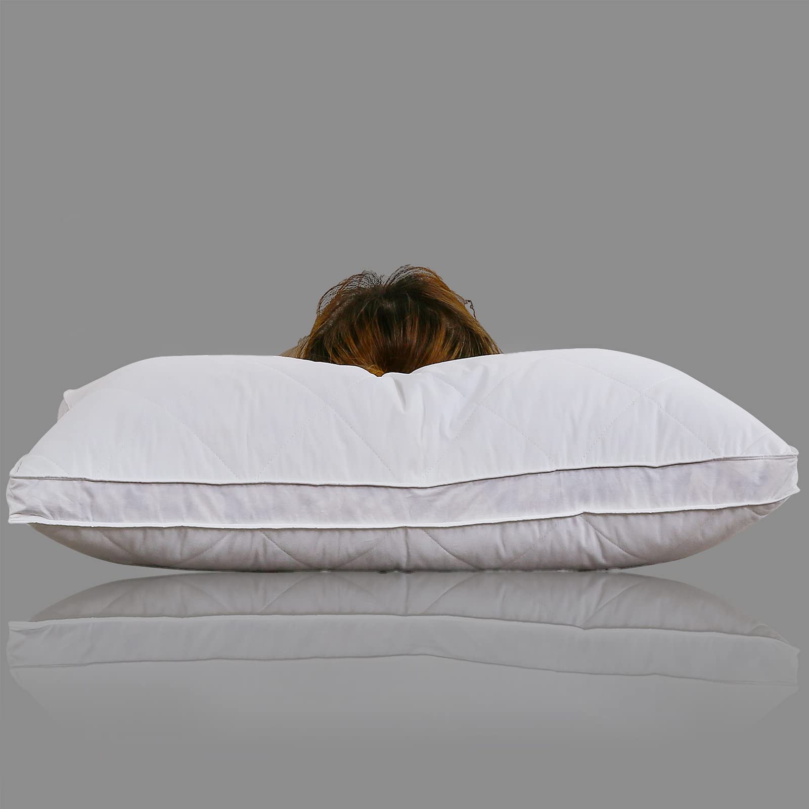 2 Pack King Size White Goose Feather & Polyester Bed Pillows - 600 Thread Count 100% Cotton Cover, Medium Firm Support with Soft Surround Fill | Perfect for Back Sleepers, Side Sleepers & Hotel-Style Comfort