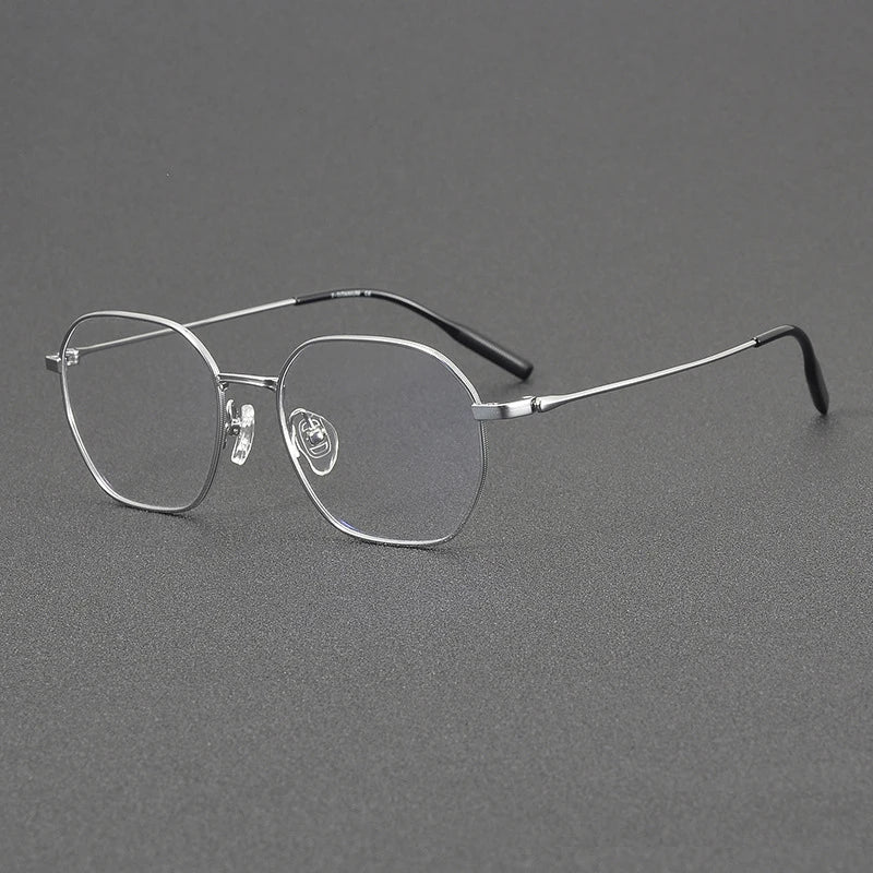 Stylish Unisex Black Titanium Polygon Full Rim Eyeglasses 81033 - Perfect for Work, Reading & Fashion Accessories