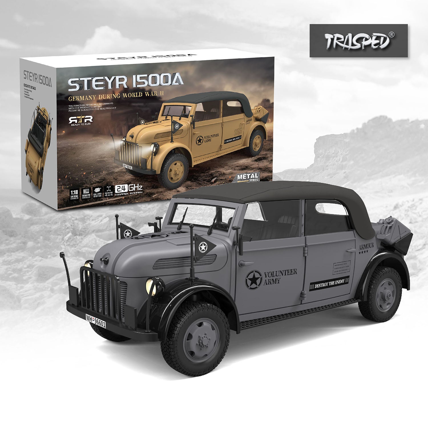 1/18 HG4 51 4x4 RC Command Vehicles - 4WD Off-Road Remote Control Car with Sound, Light & Smoke - Upgraded ESC Servo Motor for Crawling & Racing - Perfect for Outdoor Adventure & Backyard Play