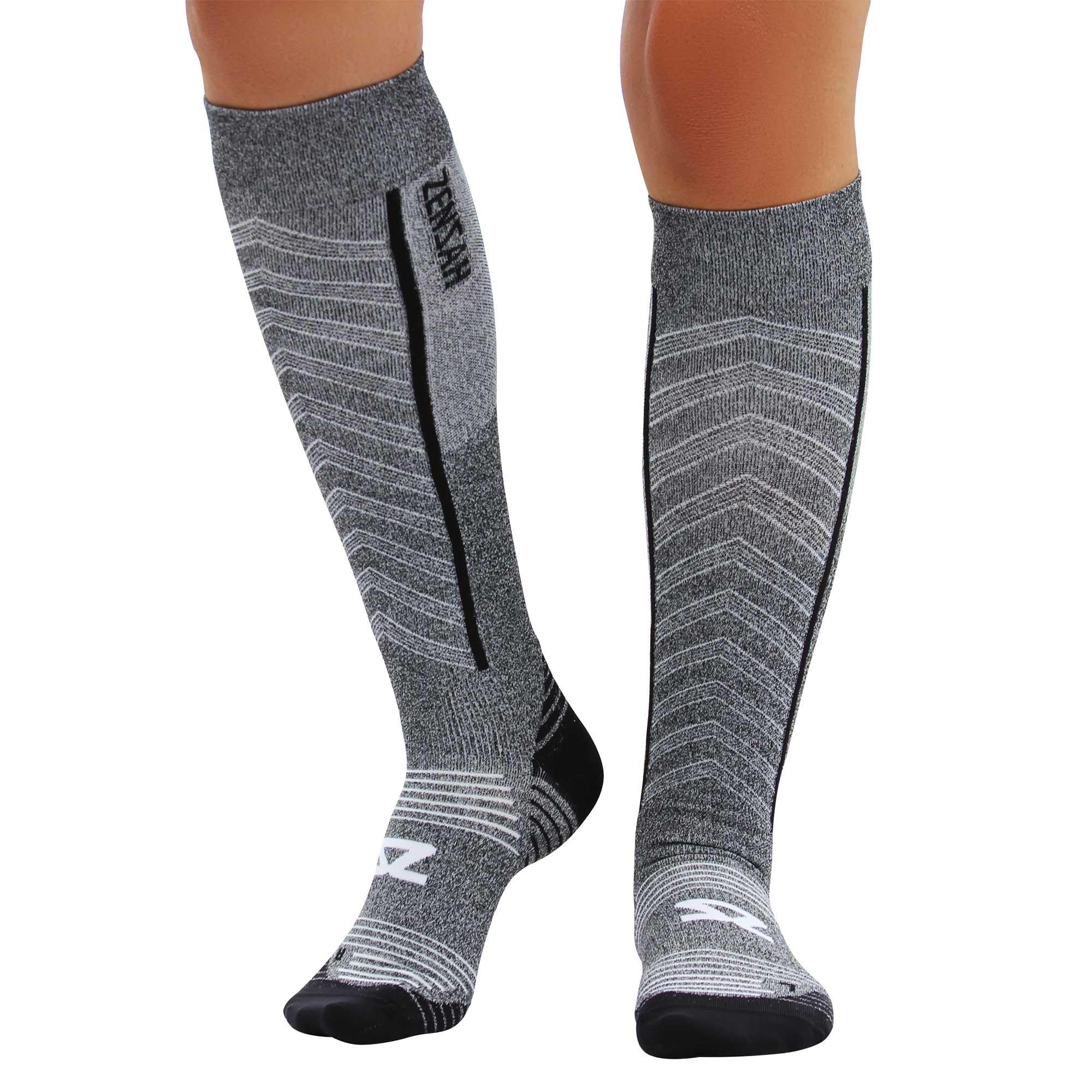 Zensah Featherweight Compression Socks - Ultra-Light Running Socks for Women & Men - Improve Performance & Recovery for Runners, Athletes & Travelers