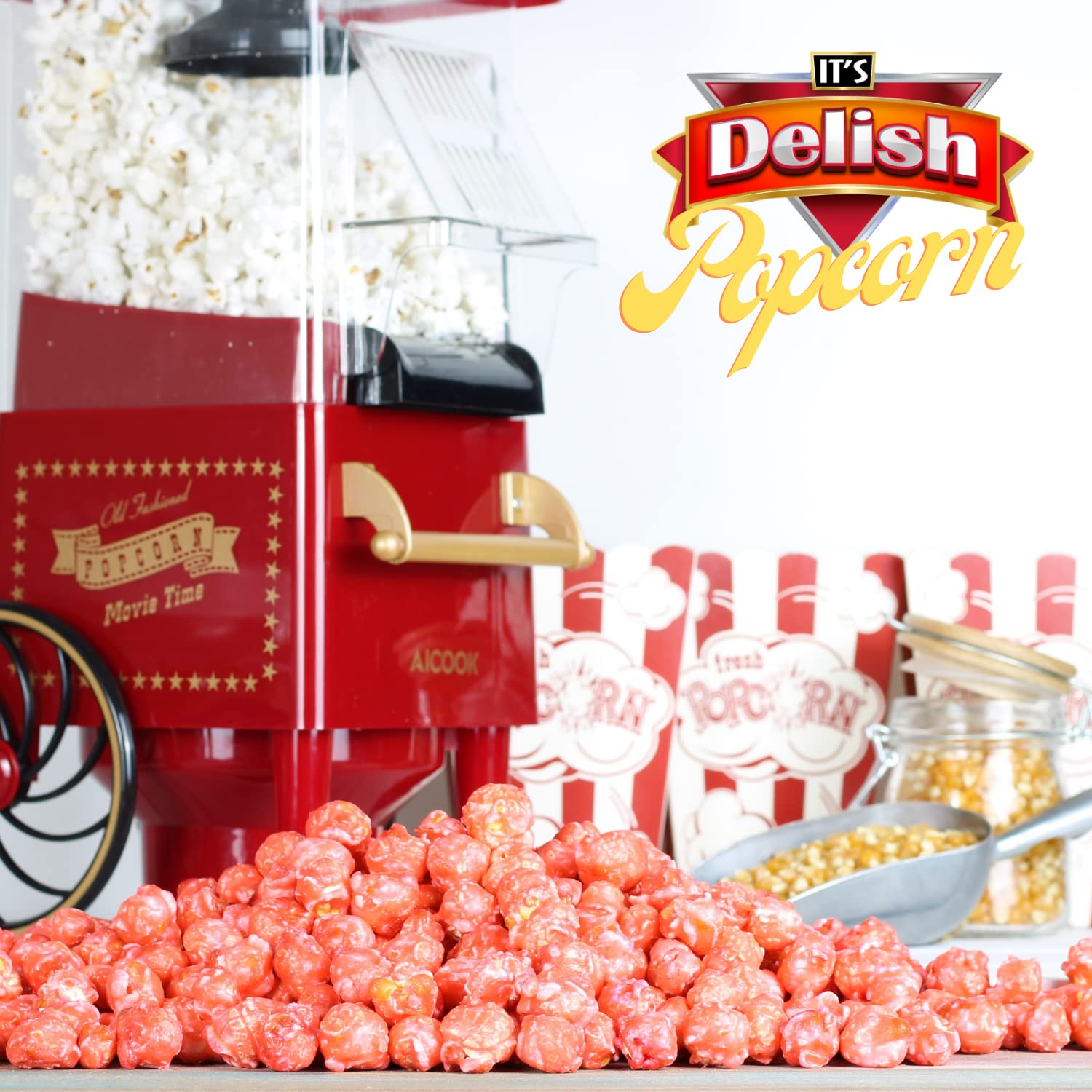 **Delicious Pink Strawberry Flavored Popcorn - 5 lbs Bulk Bag | Vegan, Gluten-Free, Kosher Snack | Perfect for Birthday Parties, Movie Nights & Events**