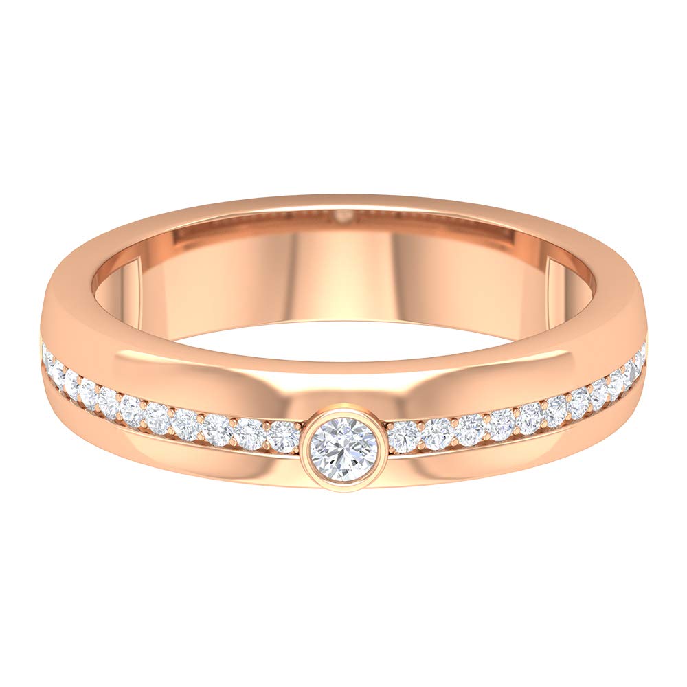 0.25 CT Men's Diamond Band Ring - 14K Solid Gold Bezel Set Wedding Ring - April Birthstone Jewelry for Men - Perfect for Anniversary, Engagement & Special Occasion Gifts
