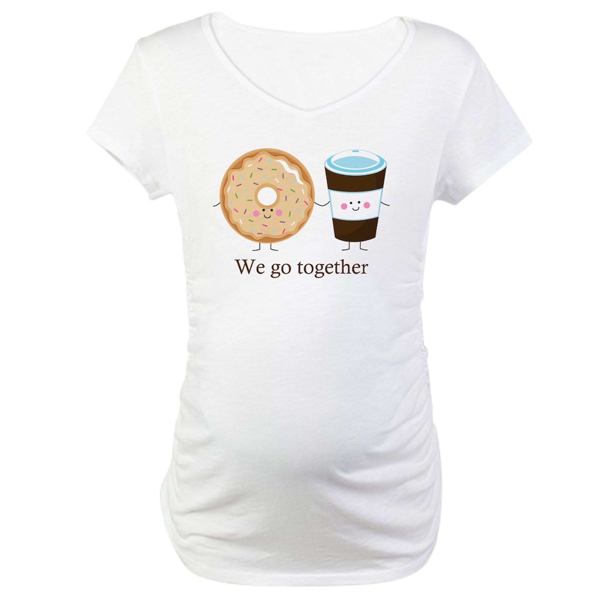 We Go Together Like Coffee and Donuts Maternity T-Shirt - Women's Ruched Side Pregnancy Tee for Casual Wear & Baby Showers
