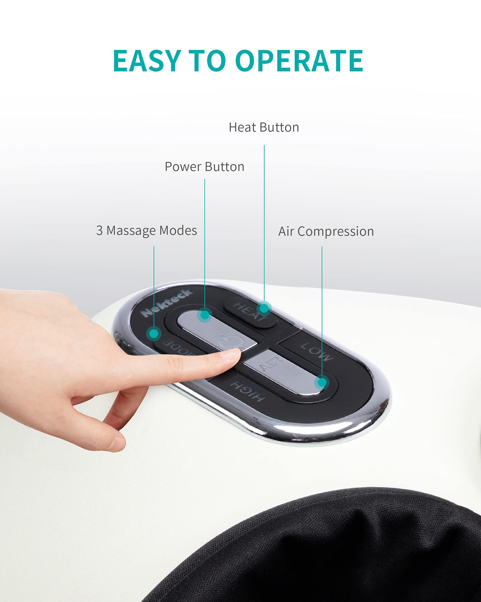 Nekteck Shiatsu Foot Massager with Heat Therapy, Deep Kneading & Air Compression - Relieves Foot Pain, Improves Blood Circulation - Perfect for Home, Office & Post-Workout Recovery (Beige) - Ideal for Relaxation, Stress Relief & Foot Wellness After Long Workdays or Exercise