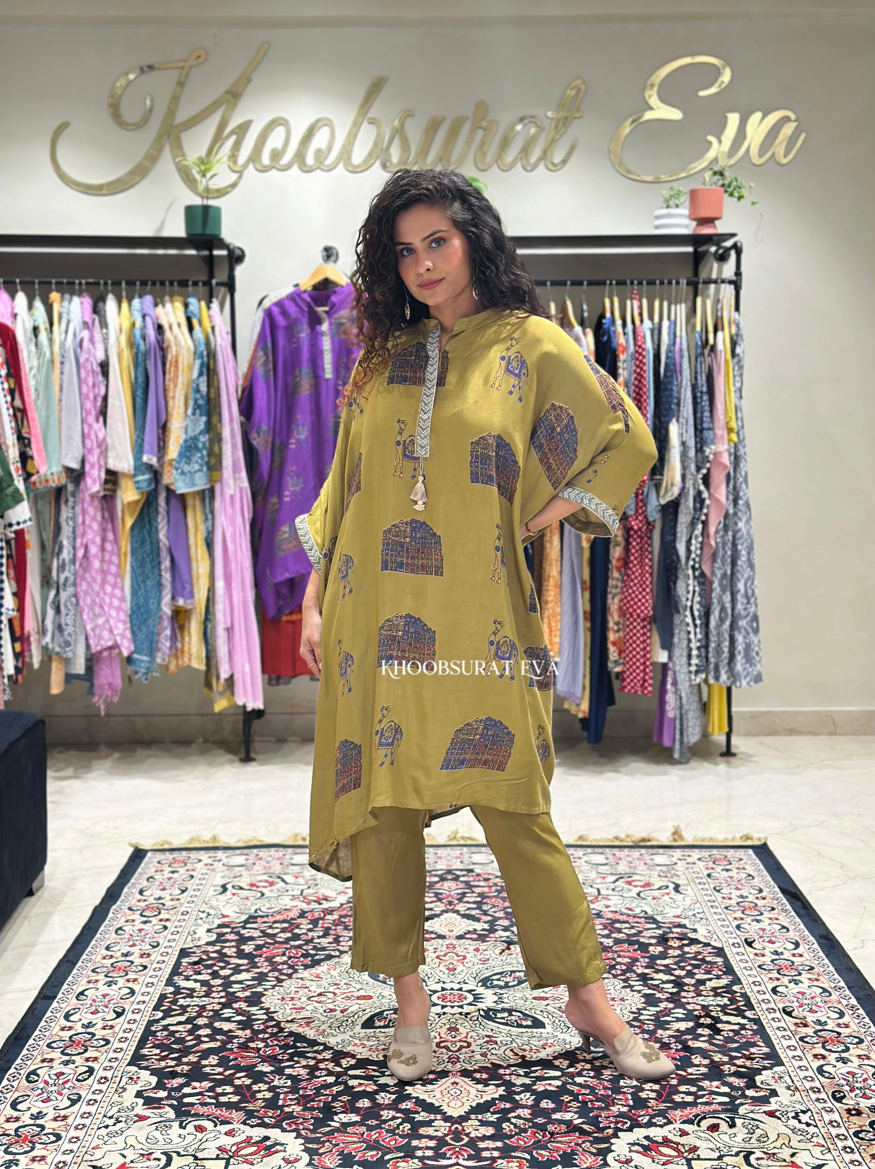 Stylish Jaipur Kaftan Tunic Co-Ord Set for Women | Boho Chic Ethnic Outfit | Perfect for Beach Vacations, Summer Parties & Casual Wear