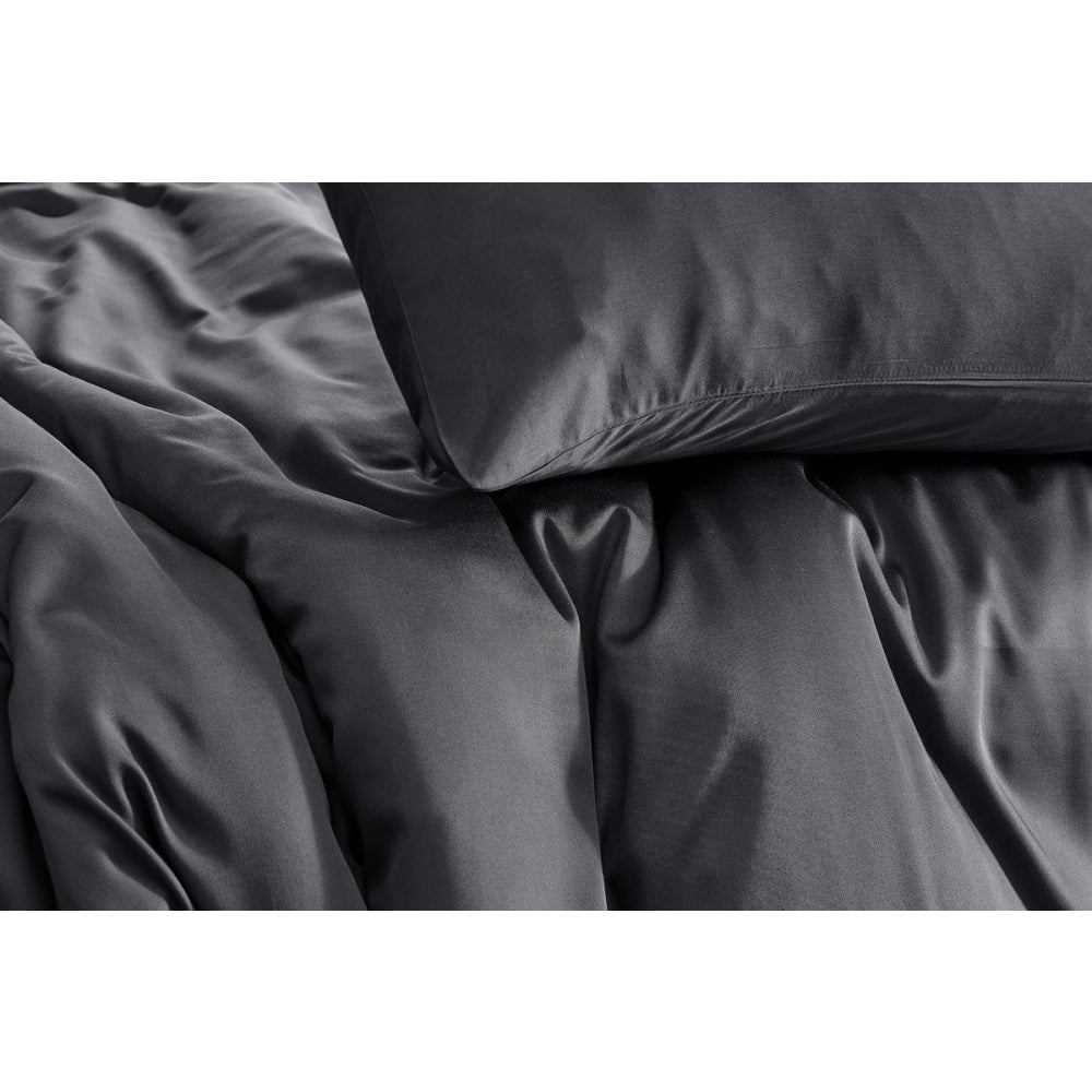 100% Natural Bamboo Quilt Cover Set - King Size Charcoal Gray - Soft & Breathable Bedding for All Seasons - Perfect for Home, Hotel, and Guest Room Decor