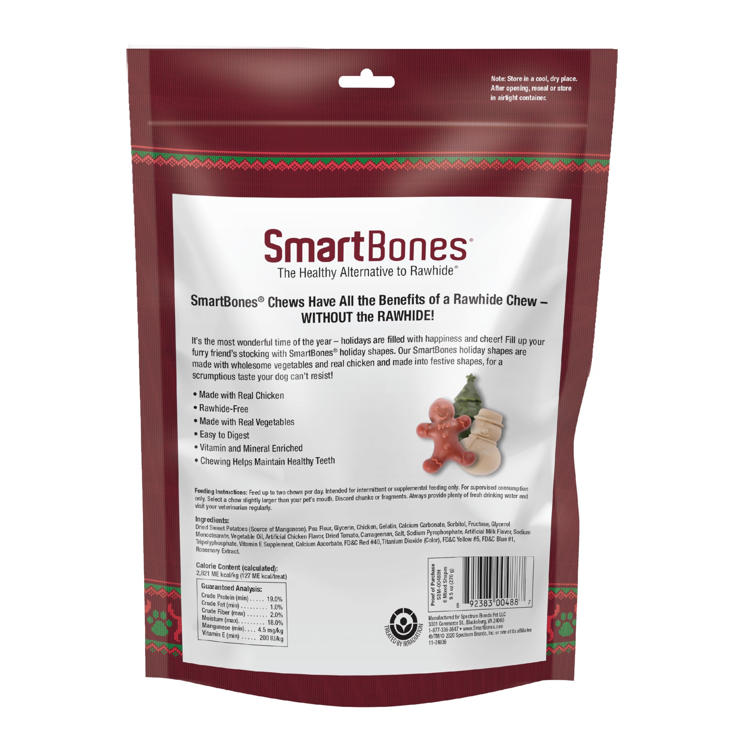 SmartBones Holiday Variety Pack 6 Count - Natural Dog Chews with Real Vegetables & Chicken - Rawhide-Free Dental Treats for Small & Medium Dogs - Perfect for Christmas Stocking Stuffers & Gift Giving