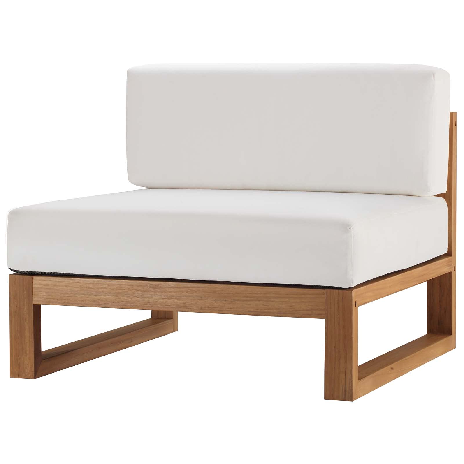 Modern Brown Natural White Wood Sofa Middle Chair for Outdoor Patio, Balcony, Cafe, Bistro, Garden, Hotel, and Living Room