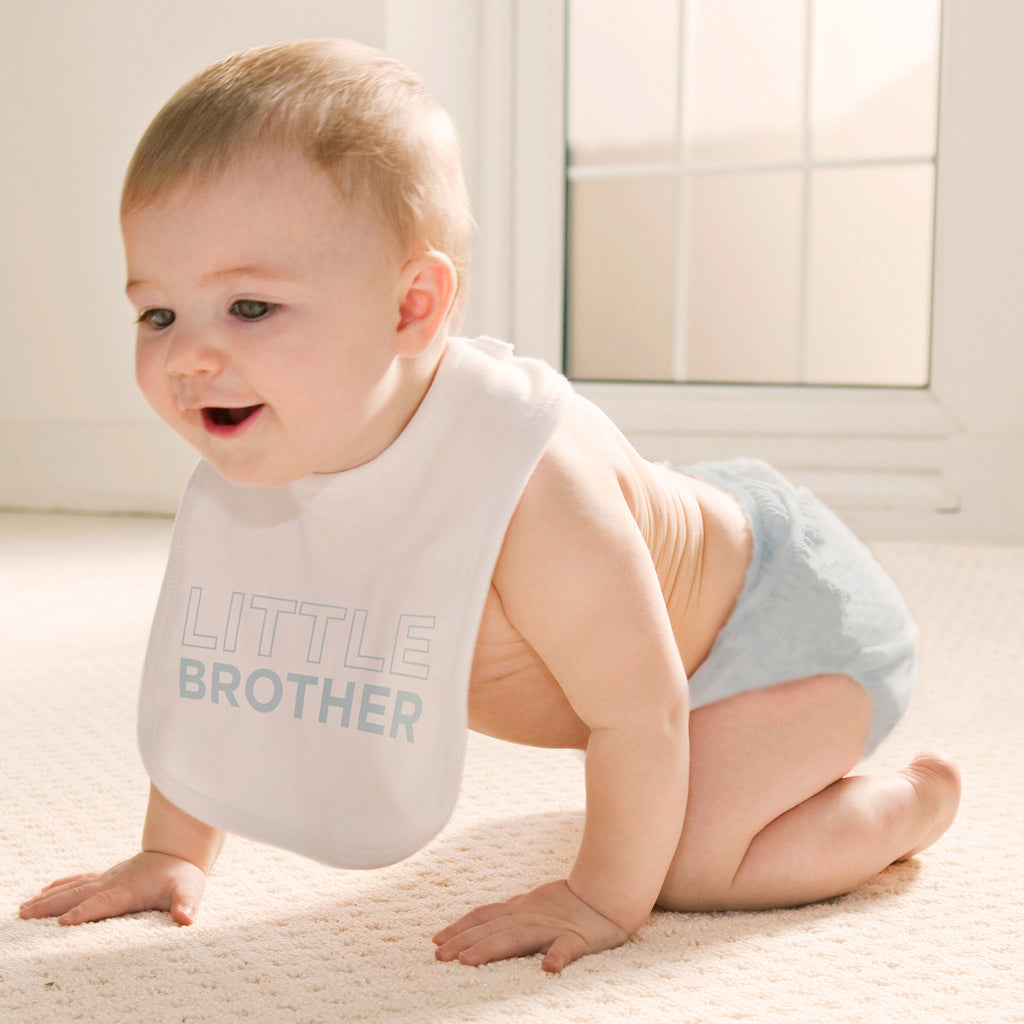 Custom Little Brother Short Sleeve T-Shirt & Bib Gift Set - Perfect for Newborns, Baby Showers & Sibling Photo Shoots
