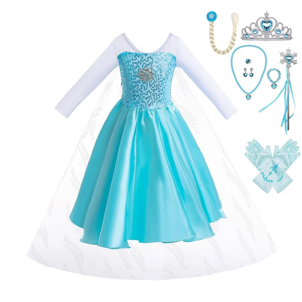 **Elegant Ice Princess Dress for Toddler Girls - Birthday, Halloween & Christmas Party Costume | Fancy Princess Gown for Special Occasions & Dress-Up Play**