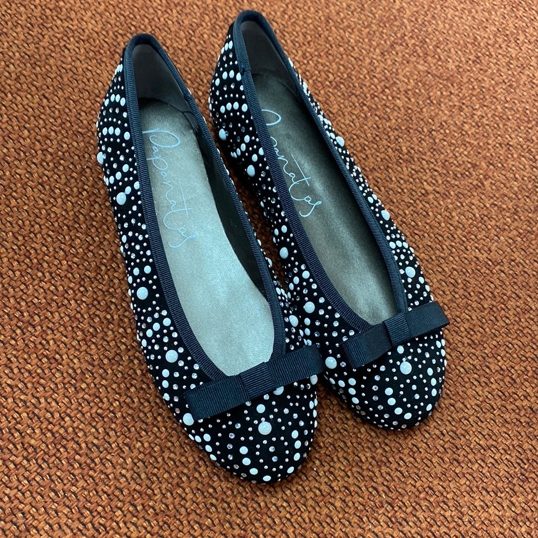 Black Pearl Bow Flat Shoes for Women - Elegant & Comfortable Flats for Work, Party, and Casual Wear