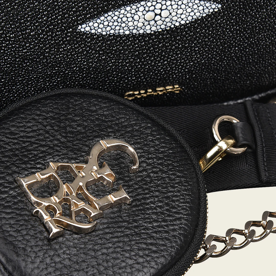 BOD66MA Women's Cuadra Black Fashion Stingray Crossbody Bag - Stylish & Durable for Everyday Use, Travel, and Special Occasions