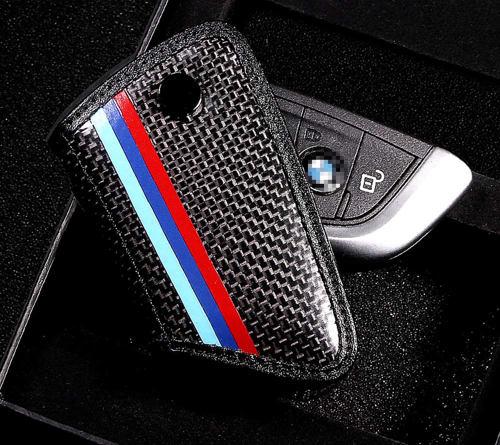 Premium Carbon Fiber Leather Car Key Case Cover - Slim Key Holder Wallet Bag Style for BMW, Mercedes, Audi - Perfect for Everyday Use & Travel Accessories