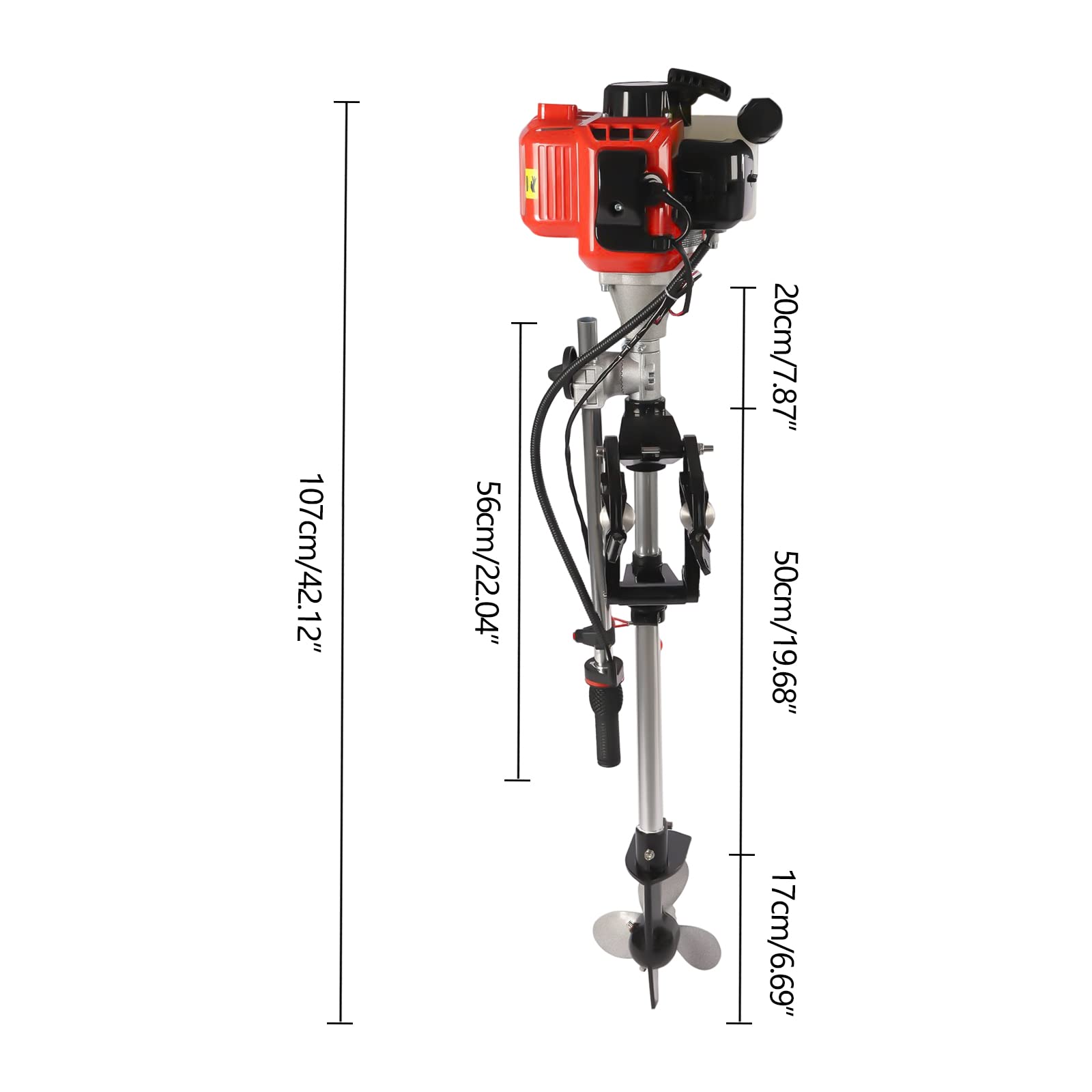 2.3HP 55CC 2-Stroke Outboard Motor for Fishing & Inflatable Boats - Long/Short Shaft Marine Engine