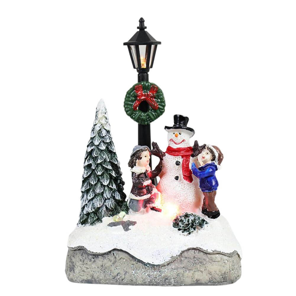 Battery Operated Christmas Village Set - LED Lighted Resin Holiday Houses & Town Decor for Christmas Tree, Mantel or Tabletop Display | Indoor Winter Village Scene Collection