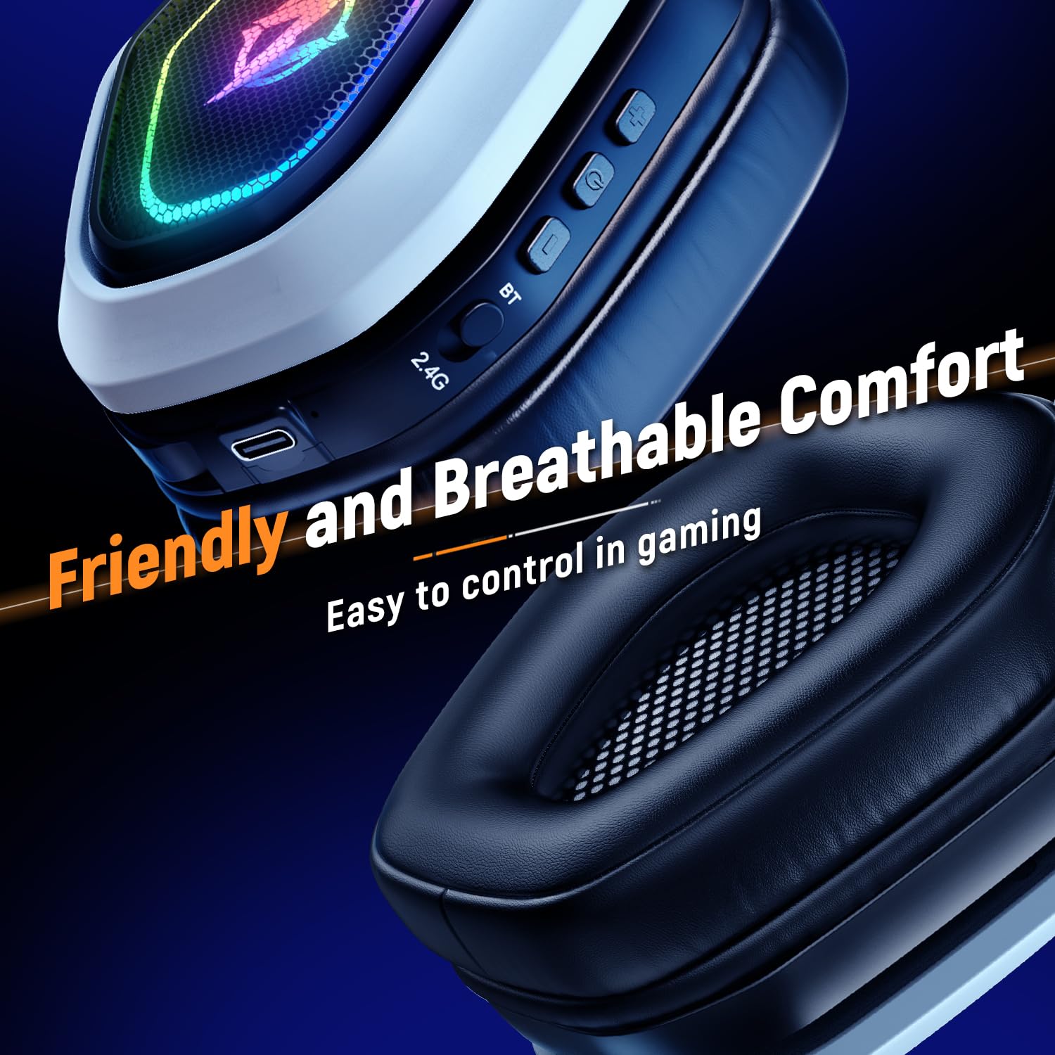 2.4GHz Wireless Gaming Headset for PC, PS5, PS4, Switch, Laptop, Mobile & Mac - Ultra Stable Connection with Lossless Audio via USB/Type-C, Flip Mic & 40-Hour Battery Life | Perfect for Competitive Gaming, Streaming & Long Gaming Sessions
