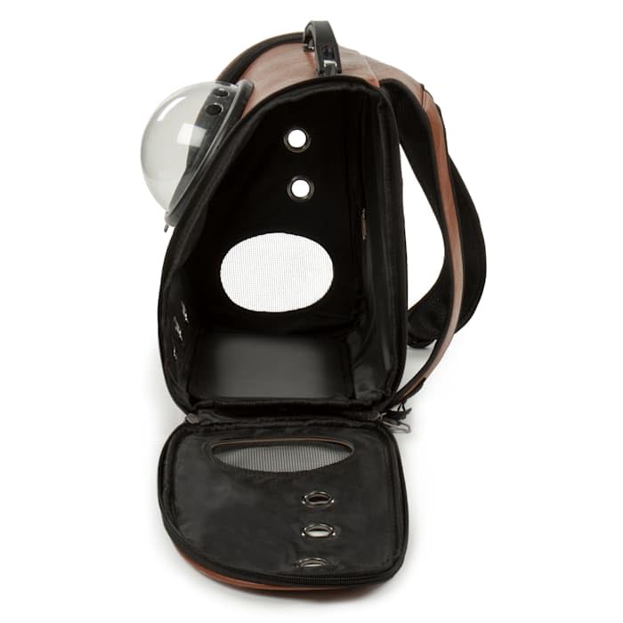 Sherpa Cat Travel Backpack with Bubble Window - Airline Approved Pet Carrier for Small Dogs & Cats (Brown, One Size) - Perfect for Air Travel, Road Trips & Vet Visits
