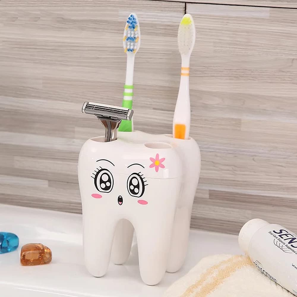 Bathroom Organizer - Toothbrush Holder & Makeup Brush Storage Rack with Toothpaste and Shaver Stand | Electric Toothbrush Base | Vanity Countertop Organizer for Bathroom, Sink, and Travel (1 Pack)