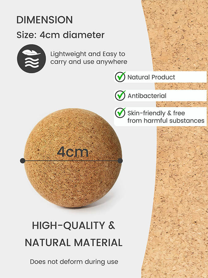 Premium Cork Massage Balls for Yoga, Myofascial Release & Trigger Point Therapy - Natural Eco-Friendly Yoga Accessories for Athletes & Physical Therapy