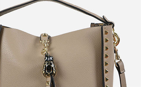 Stylish Studded Bucket Shoulder Bag for Women - Trendy Crossbody Purse with Metal Accents | Perfect for Casual Outings, Date Nights & Travel Accessories