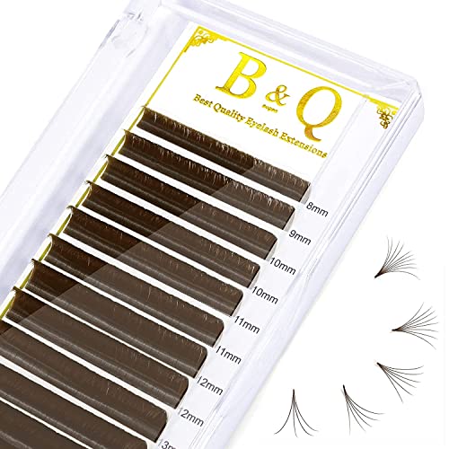 Premium Brown Eyelash Extensions - D-0.07 20-25mm Mixed Length Volume Lashes | Easy Fan Lashes with C/D Curl | Salon Quality Lash Trays by B&Q LASH | Perfect for Bridal, Party & Special Occasion Makeup