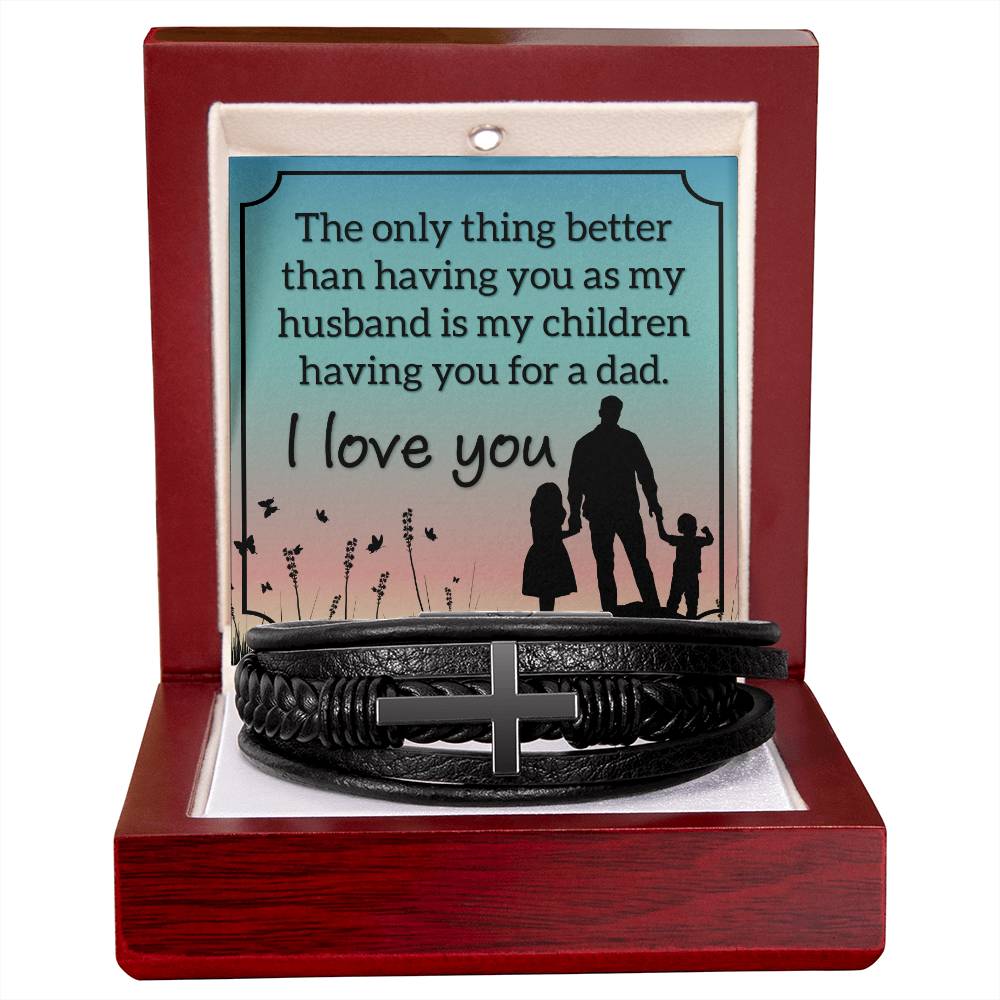 Stylish Leather Cross Bracelet for Men - Thoughtful Gift for Husband from Wife - Perfect for Anniversary, Birthday & Valentine's Day - Ideal for Everyday Wear & Special Occasions