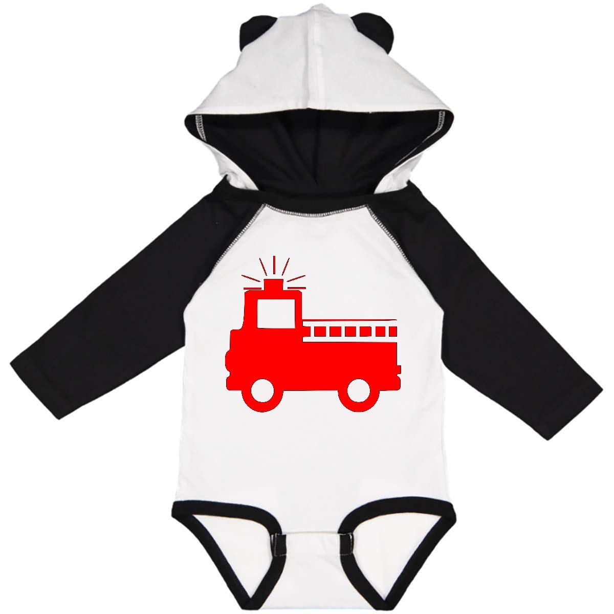 Inktastic Red Fire Engine Long Sleeve Baby Bodysuit - Soft Cotton Infant Onesie for Boys & Girls - Perfect for Playtime, Firefighter Theme Parties & Photo Shoots