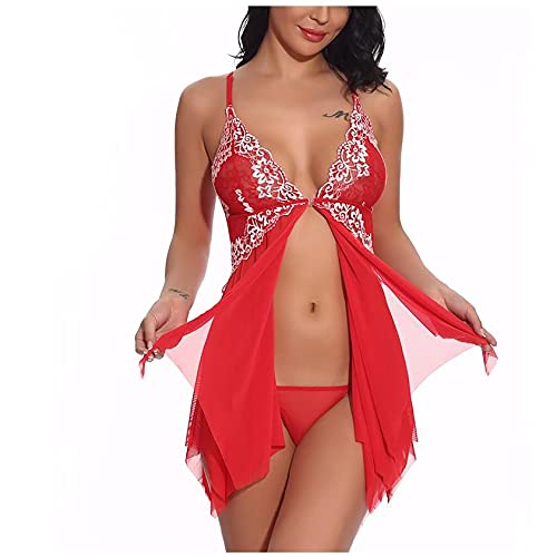 Masbird Women's Sexy Lace Babydoll Lingerie Set - Plus Size Naughty Nightwear for Valentine's & Romantic Nights - Perfect for Boudoir Photography & Special Occasions