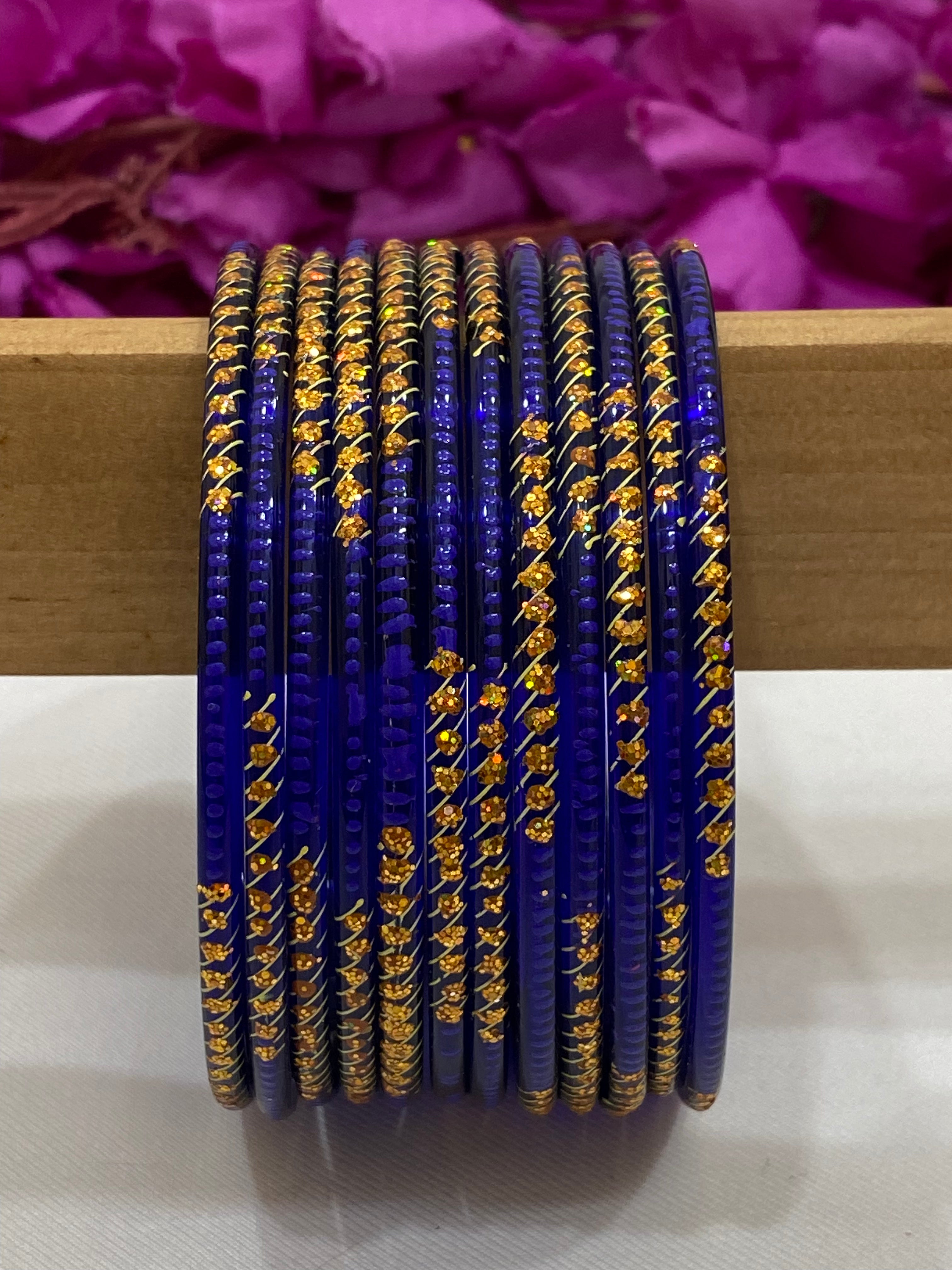 Elegant Blue Glass Bangles for Women - Unique Handmade Jewelry Gift for Parties, Weddings & Special Occasions
