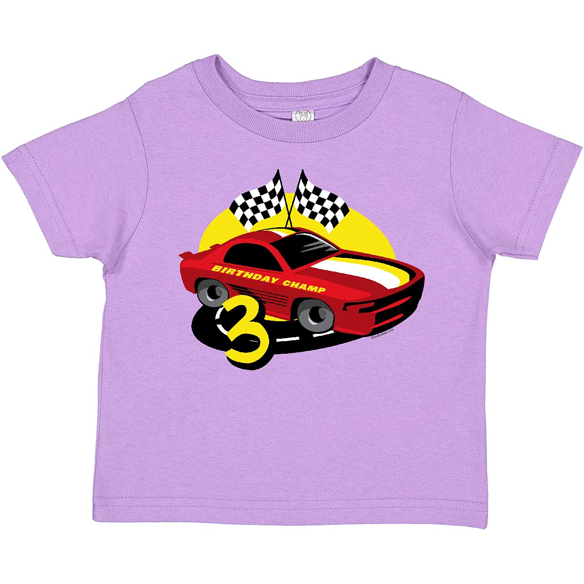 Inktastic Race Car 3rd Birthday Toddler T-Shirt - Cute Toddler Boy Outfit for 3 Year Old Birthday Party, Racing Theme Celebration & Casual Wear