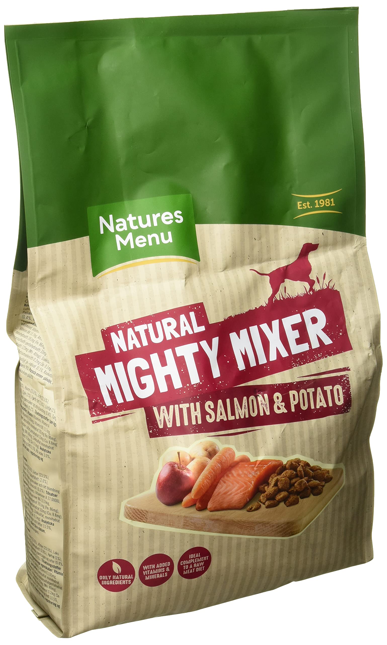 Premium Natures Menu Mighty Mixer Dog Biscuit with Salmon & Potatoes – 2kg Pack – High Protein Grain-Free Treat for Dogs – Perfect for Training, Rewards & Digestive Health