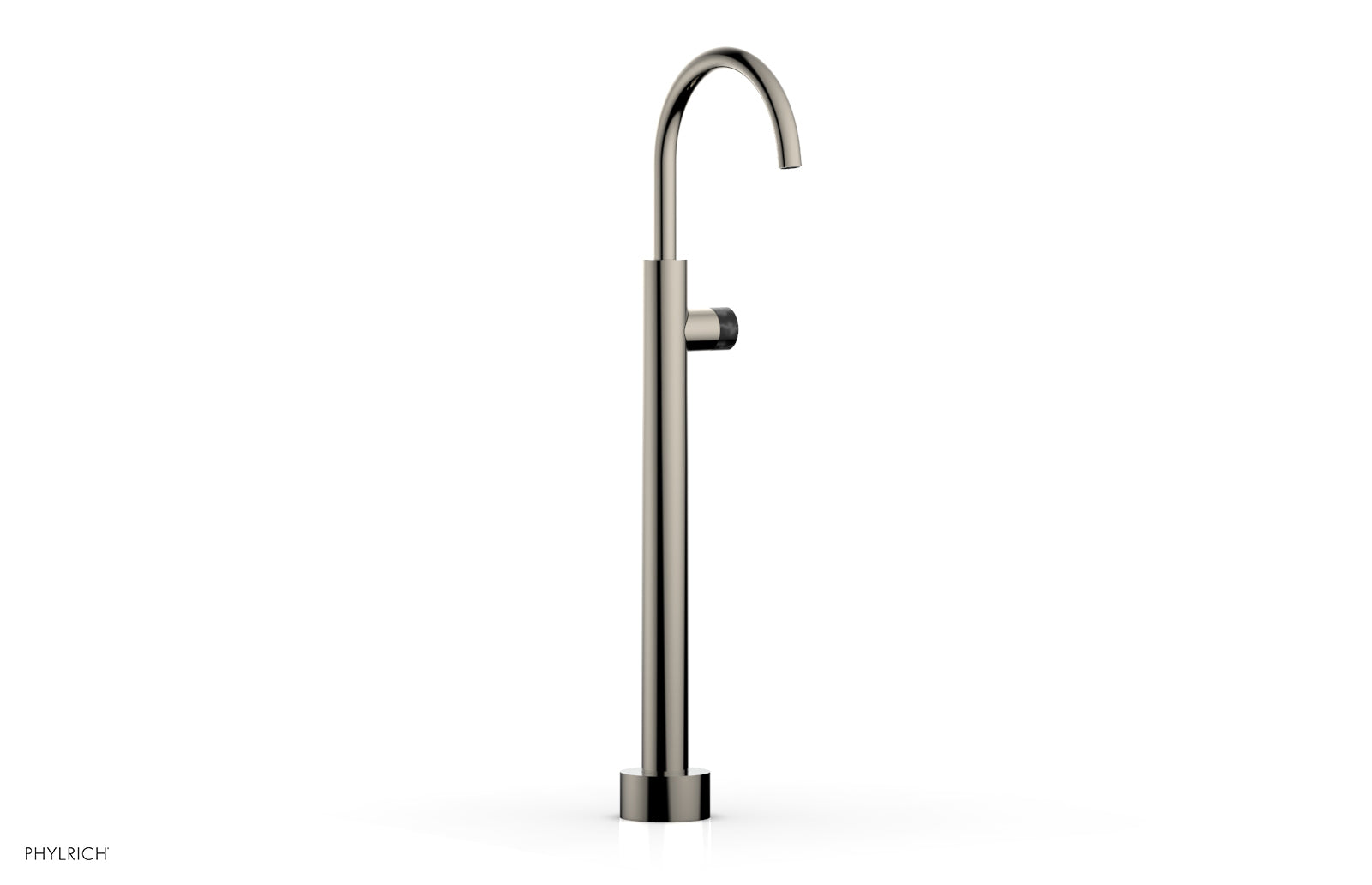 BASIC II Low Floor Mount Tub Filler with Black Marble Handle - Model 230 47 04 | Modern Bathroom Faucet for Freestanding Tubs & Luxury Spa Settings