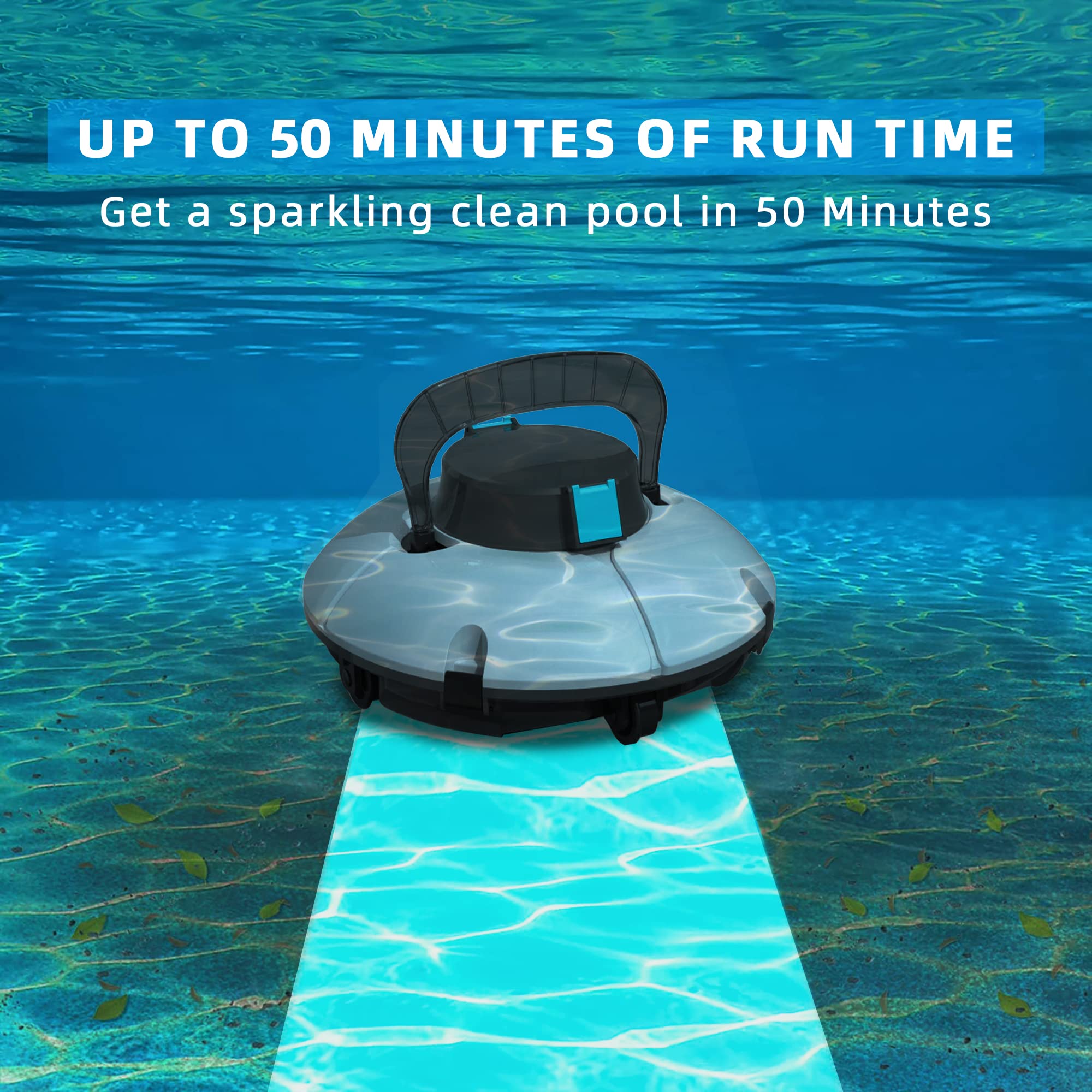 Best Cordless Pool Cleaner Robot - Lightweight Automatic Swimming Pool Vacuum for Above Ground & In-Ground Pools up to 40FT | Ideal for Backyard, Vacation Homes & Commercial Use