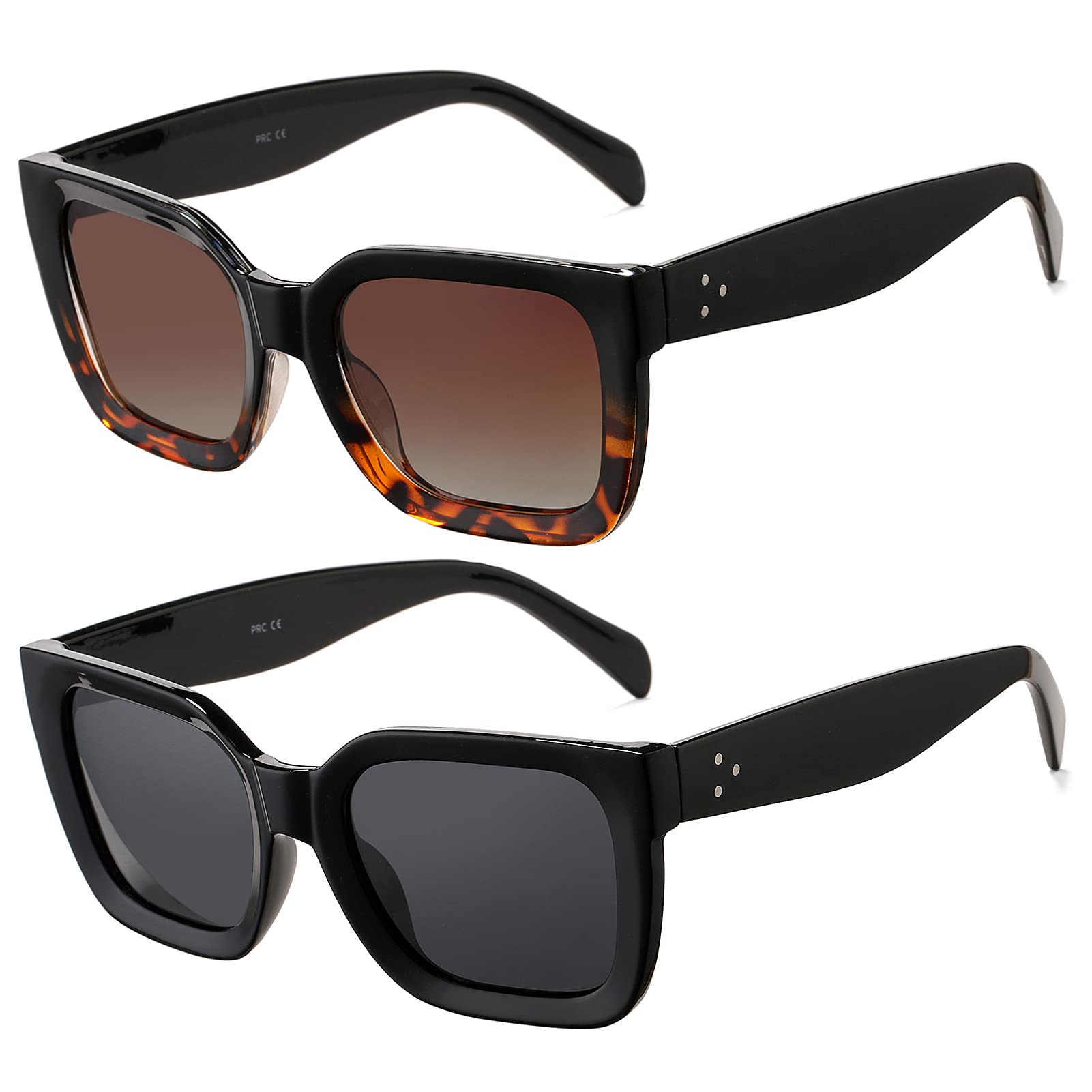 Square Polarized Sunglasses for Women & Men - Retro Classic UV400 Protection - Perfect for Driving, Beach & Outdoor Activities